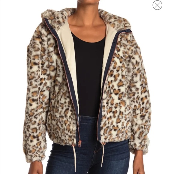 Lucky Brand Leopardprint Fauxfur Coat 